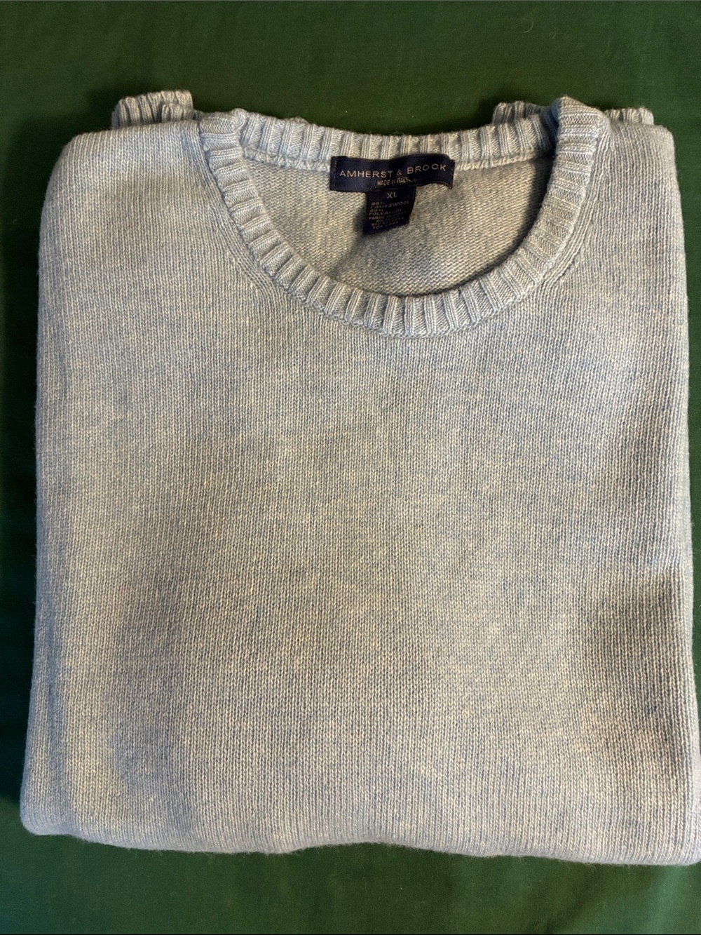 Vintage Amherst & Brock Men's Sky Blue Crewneck Sweater in XL
